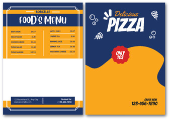 Enticing Restaurant Menu Layout with Food Dishes and Delicious Pizza Design