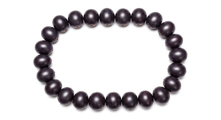 Obraz premium Acai berries frame white background. Brazilian food