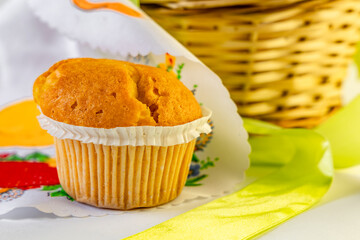 Easter basket, sausages, bread, eggs, Easter eggs,