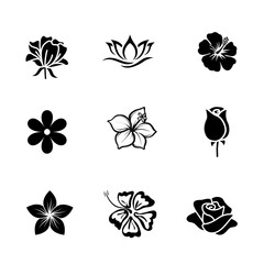 Flowers icon set. Flowers isolated on transparent background. Flowers in modern simple. Cute round flower plant nature collection. Vector illustrator.