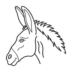 Simple donkey head outline vector illustration animal clipart farm animal black and white line art