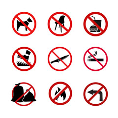 Don't Do Not Sign Outline Icons. Vector illustation set.