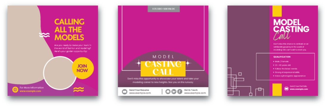 Fashion Model Casting Call Creative Announcement Template for Recruitment