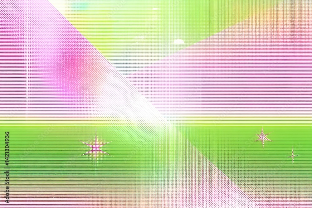 Canvas Prints pixelated pink green gradient with geometric pattern and stars digital