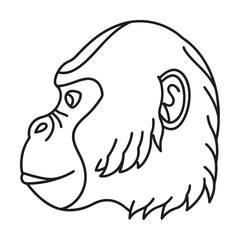 Silhouette of a monkey face in profile minimalist line art graphic illustration vector artwork