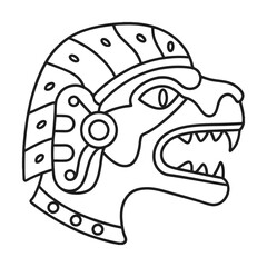 Aztec serpent god outline illustration ancient mesoamerican mythology symbolic representation black and white vector