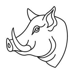 Wild boar head outline illustration vector graphic design element for prints and digital media