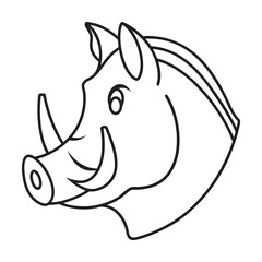 Warthog head outline vector illustration for coloring books and educational resources ideal for wildlife projects