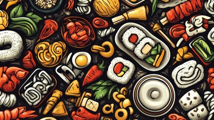 Obraz premium A colorful array of Japanese cuisine laid out together nicely