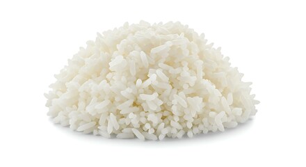 Cooked rice white background. Brazilian food