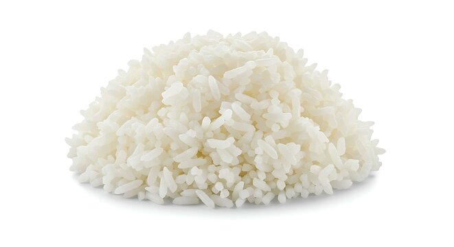 Cooked rice white background. Brazilian food