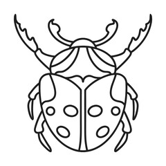 Stylized ladybug outline vector illustration minimalist black and white design for coloring books and graphics