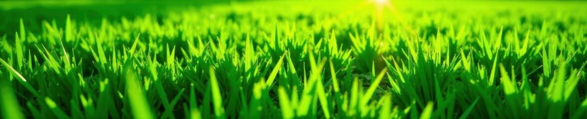 Geometric short-grass pattern, rich green hues, sunlit texture, detail, healthy, landscape