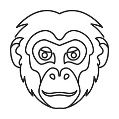 Outline vector illustration depicting a chimpanzee face monkey animal silhouette minimalist icon graphics black and white