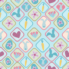 seamless pattern with hearts and flowers
