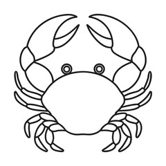 Simple line art crab illustration perfect for coloring books and educational materials aquatic animal
