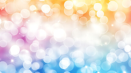 Obraz premium Abstract bokeh background with soft, colorful glowing circles creating a dreamy and festive atmosphere. 
