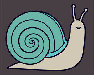 Cute Stylized Snail Illustration with Blue Shell Graphic Design