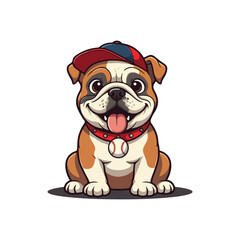 Cute bull Dog Eating Bone Cartoon Vector Icon Illustration. Animal Nature Icon Concept Isolated Flat