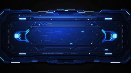 Obraz premium Futuristic, dark blue, technological panel with glowing light accents