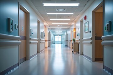 Peaceful Hospital Hallway Design with Gentle Lighting and Inviting Atmosphere