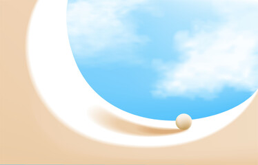3d rendering, Abstract minimal stage and blue sky background for product display