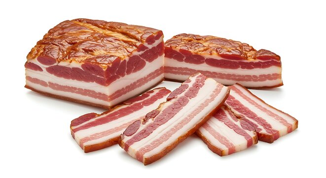 Brazilian bacon called Toucinho or toicinho white background. Brazilian food