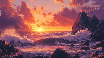 Gardinen Vibrant sunset landscape peaceful nature scene with warm colors and soft focus © luck