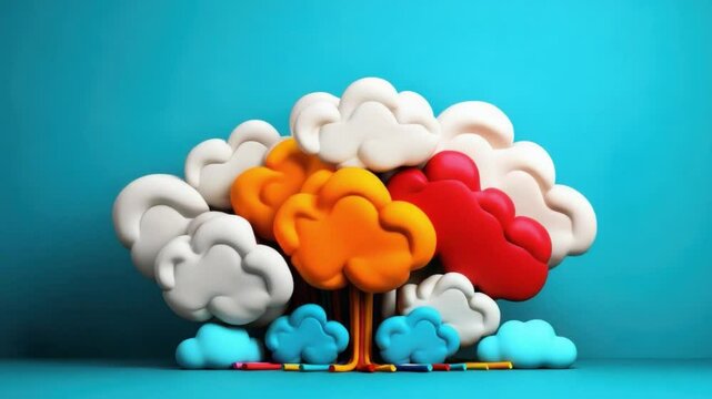 Colorful 3D Cloudscape: An artistic 3D illustration of colorful clouds. A vibrant display of creativity. It's an ode to the beauty of nature in an innovative way.