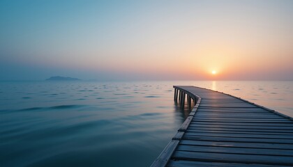 Calm Waters: Pathway to Serenity at Dawn, Capturing Tranquility and Solitude