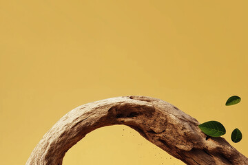 arch driftwood product display podium on the beige gradient background.ideal mockup for product display presentation showcase backdrop design