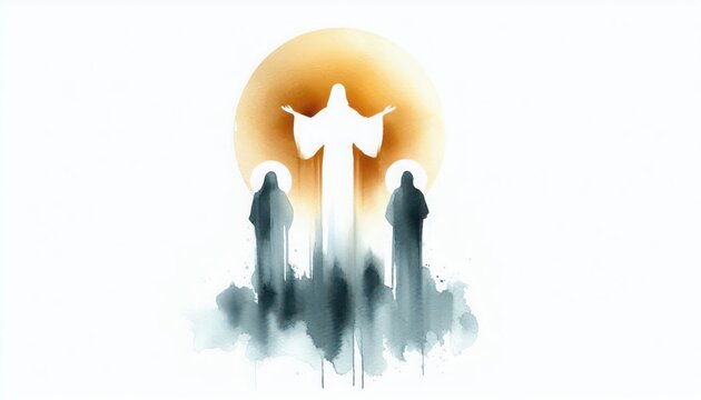 Jesus christ transfiguration illustration art print religious christian artwork design