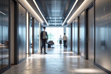Modern Office Corridor Design for Business Presentations and Wallpaper Ideas with Blurred Backgrounds
