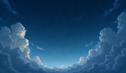 Background of night sky. Thick layer of clouds. Midnight.