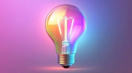 Colorful glowing lightbulb lamp isolated on a transparent background, representing new ideas, brainstorming, and creative thinking, captured through AI technology for modern innovation.