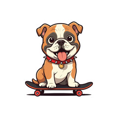 Cute bull Dog Eating Bone Cartoon Vector Icon Illustration. Animal Nature Icon Concept Isolated Flat