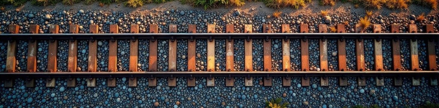 Overhead view of parallel railroad tracks, abstract textures , texture, clean