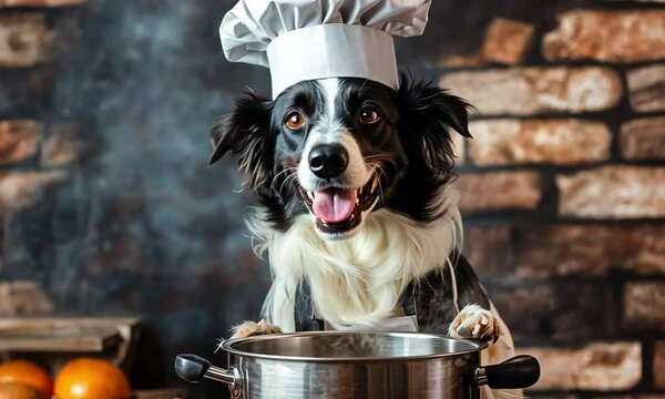 chef dog cooking in the kitchen