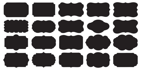 Obraz premium Label and Frame Silhouette Set – Vintage Black Badge Vector Collection