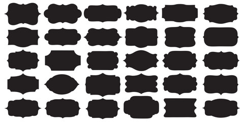 Black Vintage Frame and Label Shapes Set – Retro Badge Silhouettes Collection