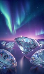 A dynamic composition of sparkling crystal diamonds in an abstract setting. (Diamond)