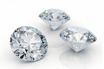 Three exquisite shiny diamonds isolated on a white background (Diamond)
