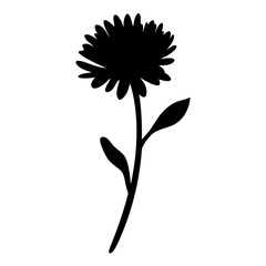 aster flower minimalist silhouette vector - for nature graphic design projects aster, plant flower modern artwork.