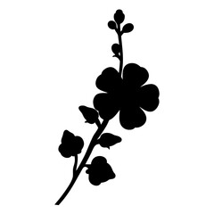 hollyhock flower minimalist silhouette vector - for nature graphic design projects hollyhock, plant flower modern artwork.
