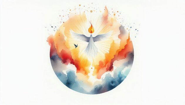 Holy spirit dove watercolor painting illustration christian religious pentecost art design