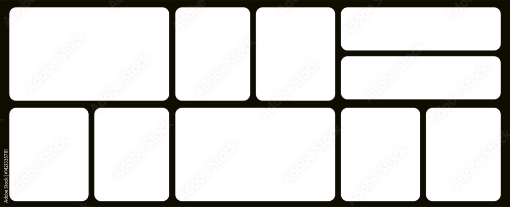 Poster template of photo montage. 10 white frames design composition for gallery for website. banner for bg