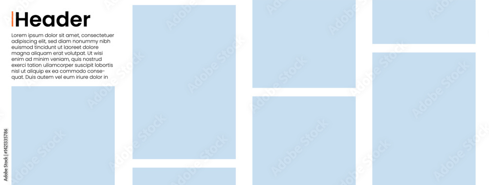 Poster template of photo montage. 7 blue frames design composition for gallery for website. banner for bg d