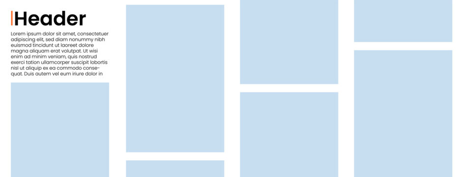 Template of photo montage. 7 Blue frames design composition for gallery for website. Banner for bg design.