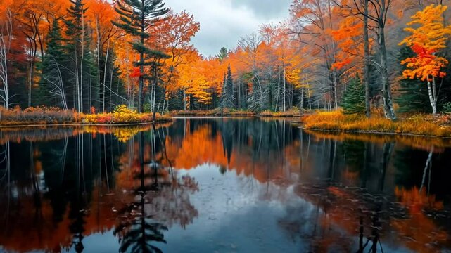 beautiful view of the swamp in the forest with clear water footage
