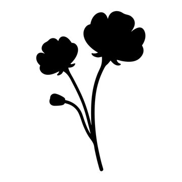 recommend clip art: ranunculus flower minimalist silhouette vector - for nature graphic design projects ranunculus, plant flower modern artwork.